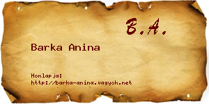Barka Anina névjegykártya